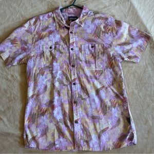 Large Patagonia Men's Short-Sleeve Floral Button-Up Shirt - Lavender/Cream
